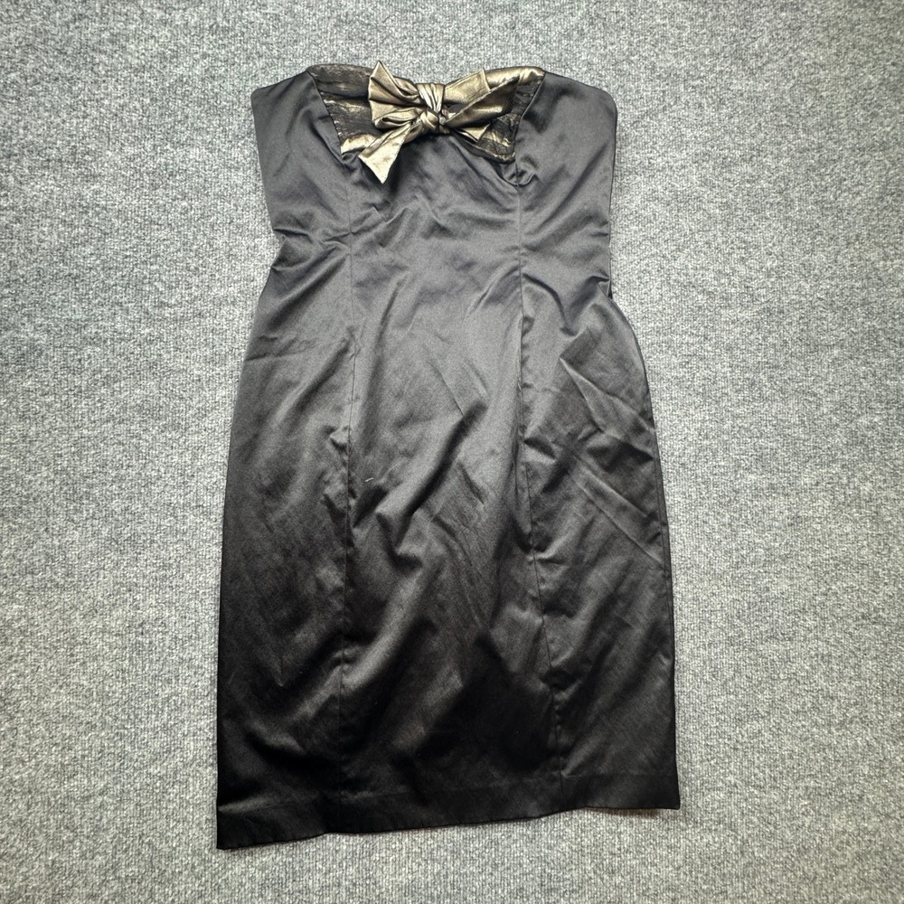 Nine West Party Dress Womens 8 Black Strapless Bow Detail Cocktail Evening